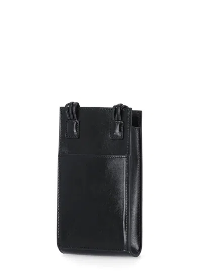 Jil Sander Women Black Leather Phone Case