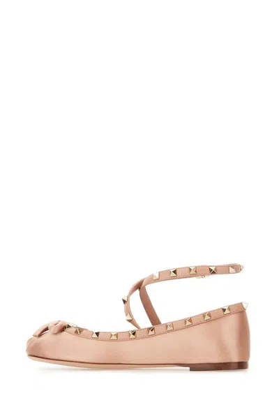 Valentino Rockstud Ankle-strap Ballerina Flats