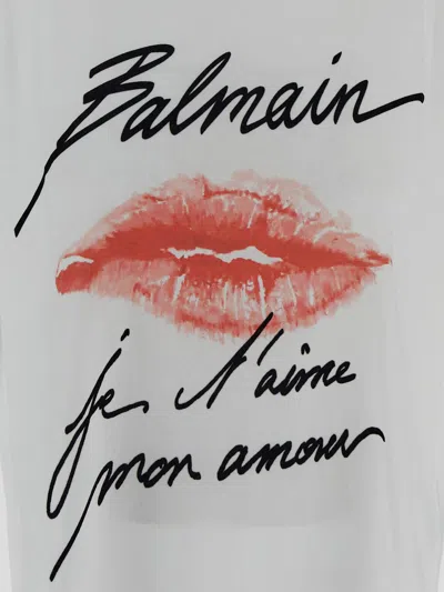 Balmain Graphic Kiss Print T-shirt With Relaxed Fit In White