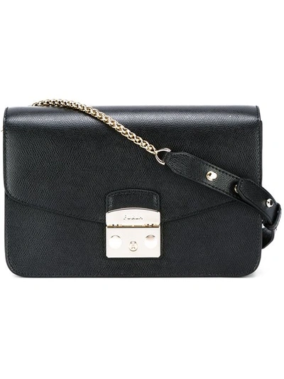 Furla Metropolis Small Grained-leather Shoulder Bag In Onyx