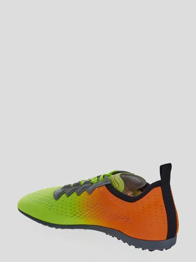 Valentino Lime Green And Fluorescent Orange Sporty Sneakers In Cotton And Pu Bold Design