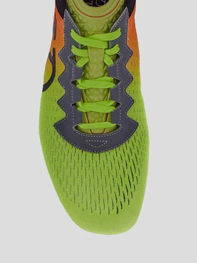 Valentino Lime Green And Fluorescent Orange Sporty Sneakers In Cotton And Pu Bold Design