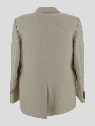 Valentino Garavani Beige Linen Blend Blazer In Neutral