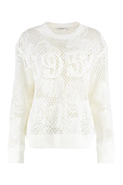 Max Mara Mesh Crew Neck Sweater Numeric Pattern