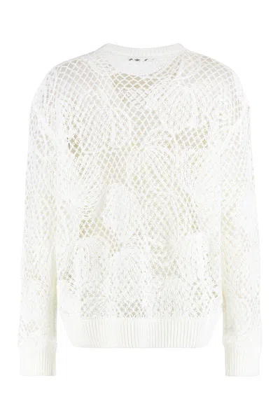 Max Mara Mesh Crew Neck Sweater Numeric Pattern