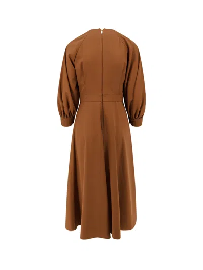 Max Mara Pedaggi Cotton Midi Dress In Brown