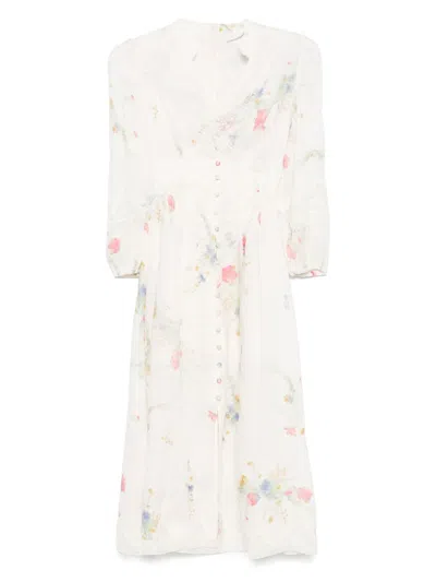 Zimmermann Lucky Midi Dress In White