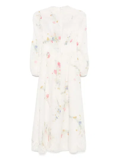 Zimmermann Lucky Midi Dress In White