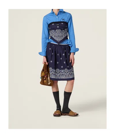 Miu Miu Button-detailed Cotton-poplin Shirt In Blue
