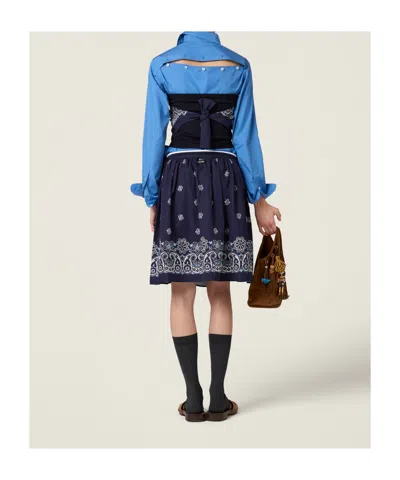 Miu Miu Button-detailed Cotton-poplin Shirt In Blue
