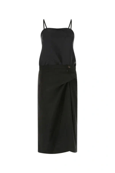 Maison Margiela Gathered Bow Silk Midi Dress