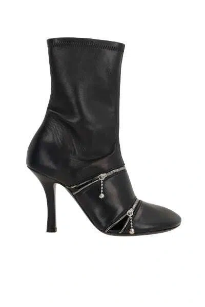 Burberry Peep Leather Ankle Boots