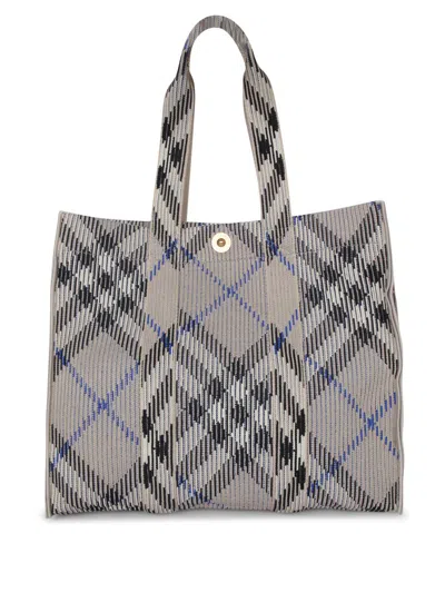 Burberry Check Media Canvas Tote Bag