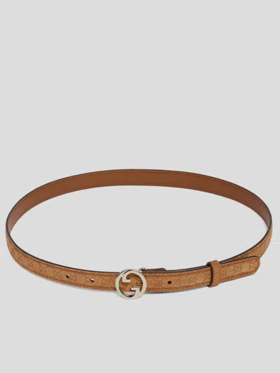 Gucci Suede Belt With All-over Gg Motif