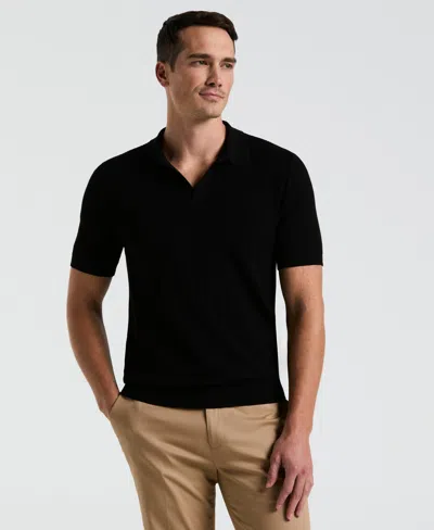 Perry Ellis Men's Mesh Stripe Sweater Polo In Black