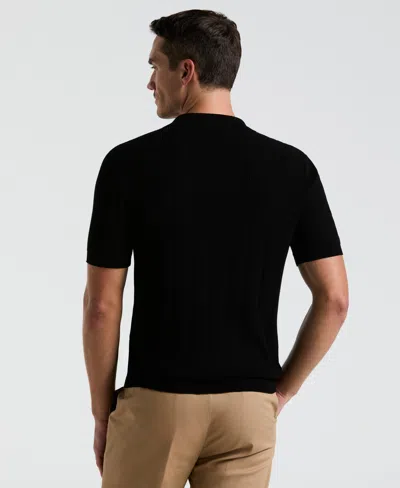 Perry Ellis Men's Mesh Stripe Sweater Polo In Black