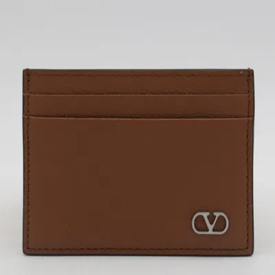 Valentino Garavani Brown Leather Card Holder