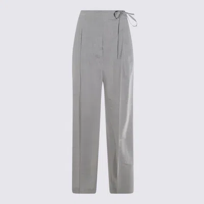 Shop Eleventy Grey Linen And Wool Pants