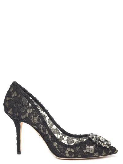 Dolce & Gabbana Bellucci 90 Crystal-embellished Pumps In Taormina Lace In Blue