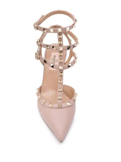 Valentino Garavani Rockstud Patent Leather Slingback Pumps In Neutral