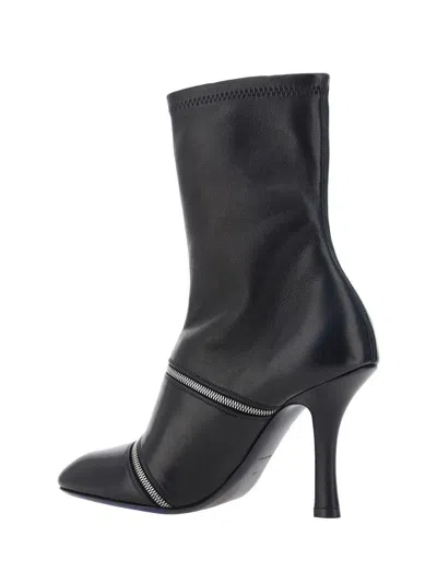 Burberry Peep Leather Ankle Boots