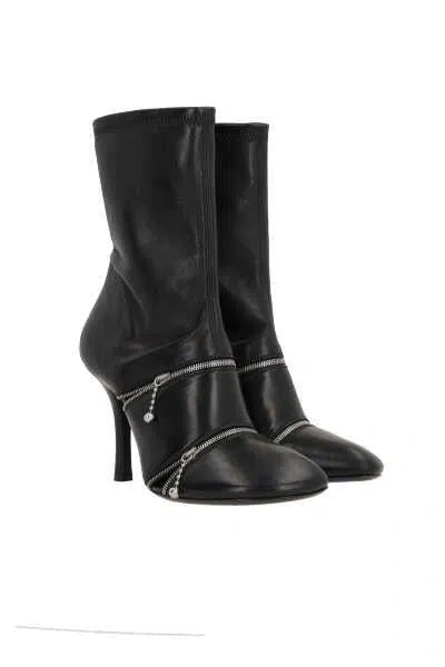Burberry Peep Leather Ankle Boots