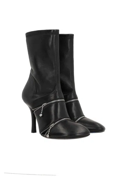 Burberry Peep Leather Ankle Boots