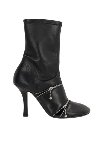 Burberry Peep Leather Ankle Boots