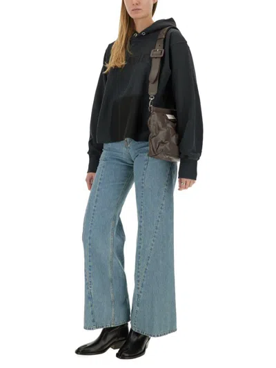 Maison Margiela Embroidered Logo Jersey Cropped Hoodie