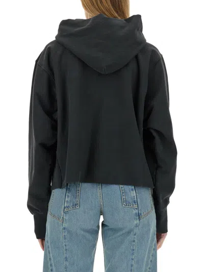 Maison Margiela Embroidered Logo Jersey Cropped Hoodie