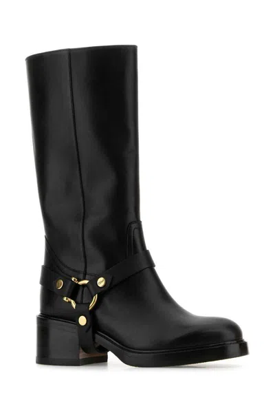 Chloé Black Leather Dakota Boots