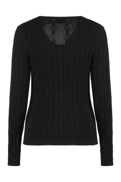 Polo Ralph Lauren Cable-knit Wool-cashmere V-neck Sweater