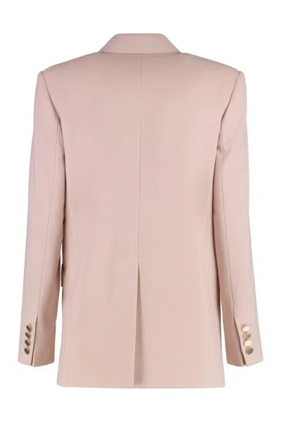 Max Mara Studio Edicola Double-breasted Wool Blazer In Pink