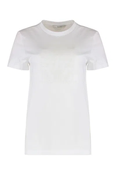 Max Mara Crew Neck Cotton T-shirt By Mango In White