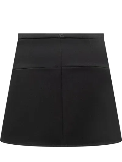 Courrèges Ellipse Black Twill Mini Skirt