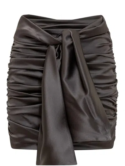 Dolce & Gabbana Side Bow Detailed Mini Draped Satin Skirt