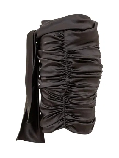 Dolce & Gabbana Side Bow Detailed Mini Draped Satin Skirt