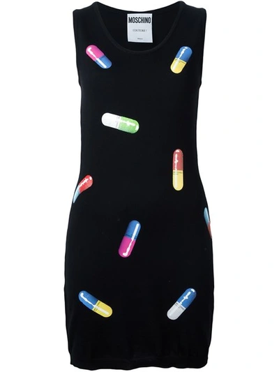 Shop Moschino Pill Print Fitted Dress