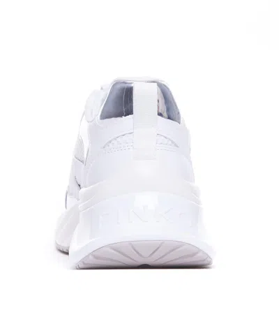 Pinko Ariel 15 White Sneakers With Mirror Panels And Logo Patch On The Tongue In Tech Fabric Woman