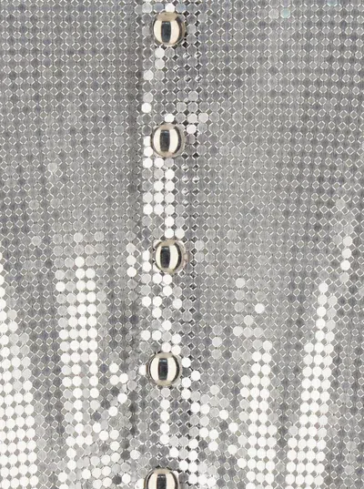 Rabanne Metallic Miniskirt With High Waist And Chainmail Detail In Tech Fabric Woman