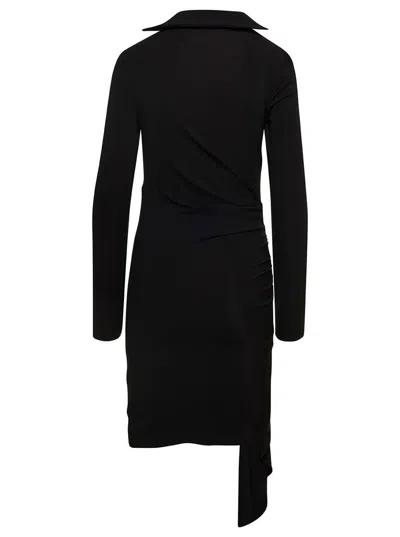 Off-white Mini Asymmetric Black Dress With Cut-out And Ruffle Detail In Viscose Stretch Woman