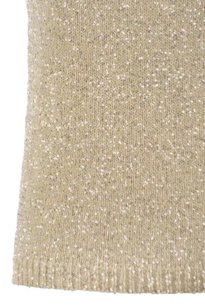 Fabiana Filippi Cotton Knit Tank Top With Sequins In Neutral