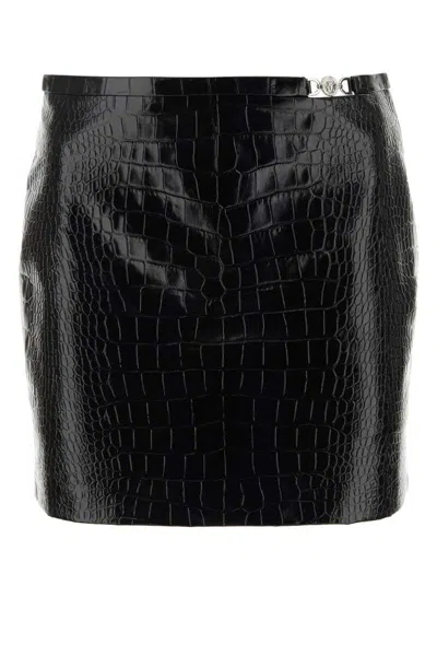 Versace Croc-embossed Patent Leather Mini Skirt