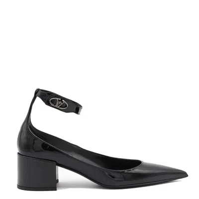 Valentino Vlogo Lockette Leather Ankle Strap Pumps