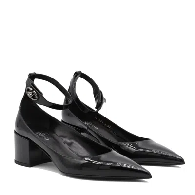 Valentino Vlogo Lockette Leather Ankle Strap Pumps