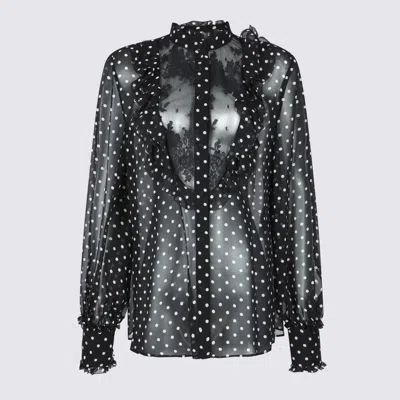 Valentino Garavani Polka Dot Tulle Bib Button-up Shirt
