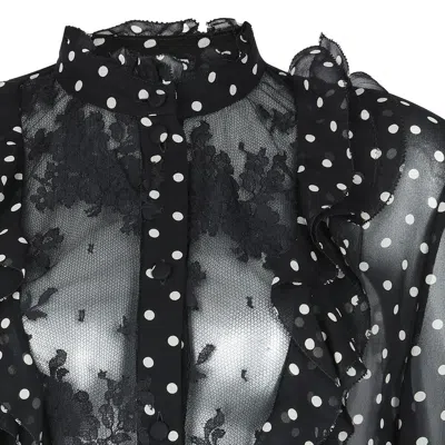 Valentino Garavani Polka Dot Tulle Bib Button-up Shirt