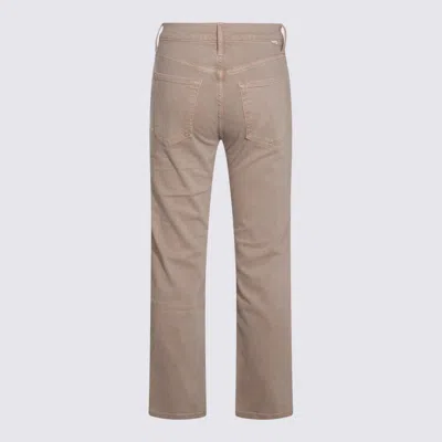 Mother Straight Trousers With Embroidered Detail And Pockets In Neutral