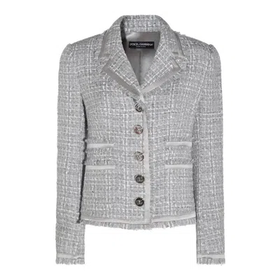 Dolce & Gabbana Tailored Jacket With Button Detailing And Frayed Edges