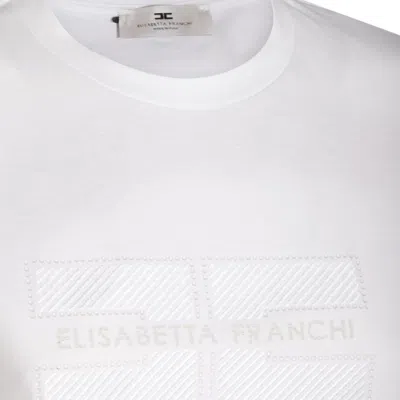 Elisabetta Franchi T Shirt With Embroidered Logo And Rhinestone